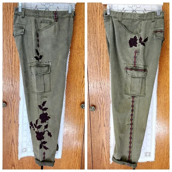 Sundance Remembered Dreams Embroidered Cargo Pants - Picture 2 of 13